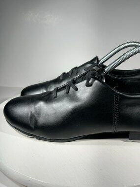 Capezio Tap Shoes Womens Size 8.5 M Black Leather CG17 Fluid Taps Dance Tele Ton